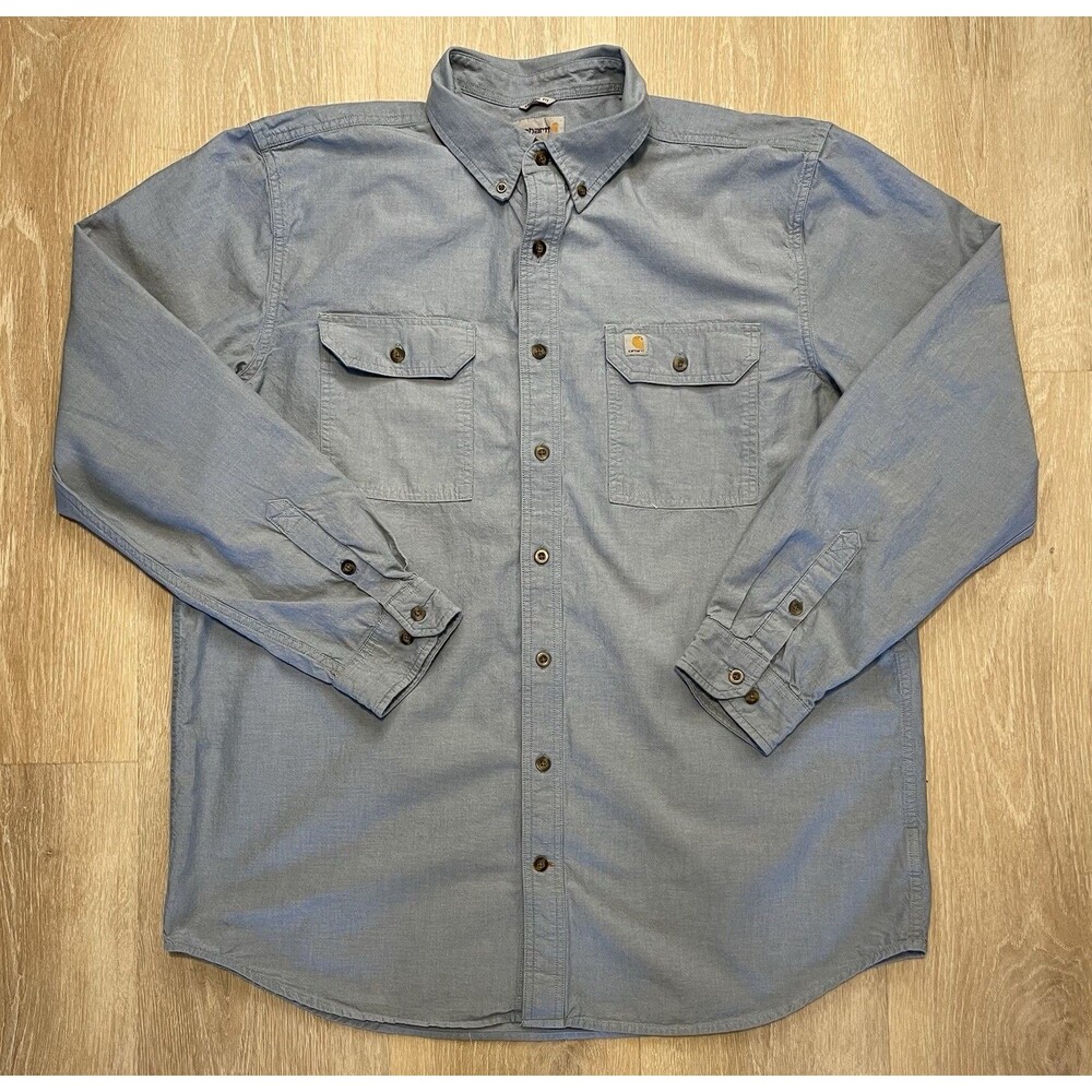 Carhartt  Fort Loose Fit Shirt Men’s XL Tall Blue Button Down Long Sleeve